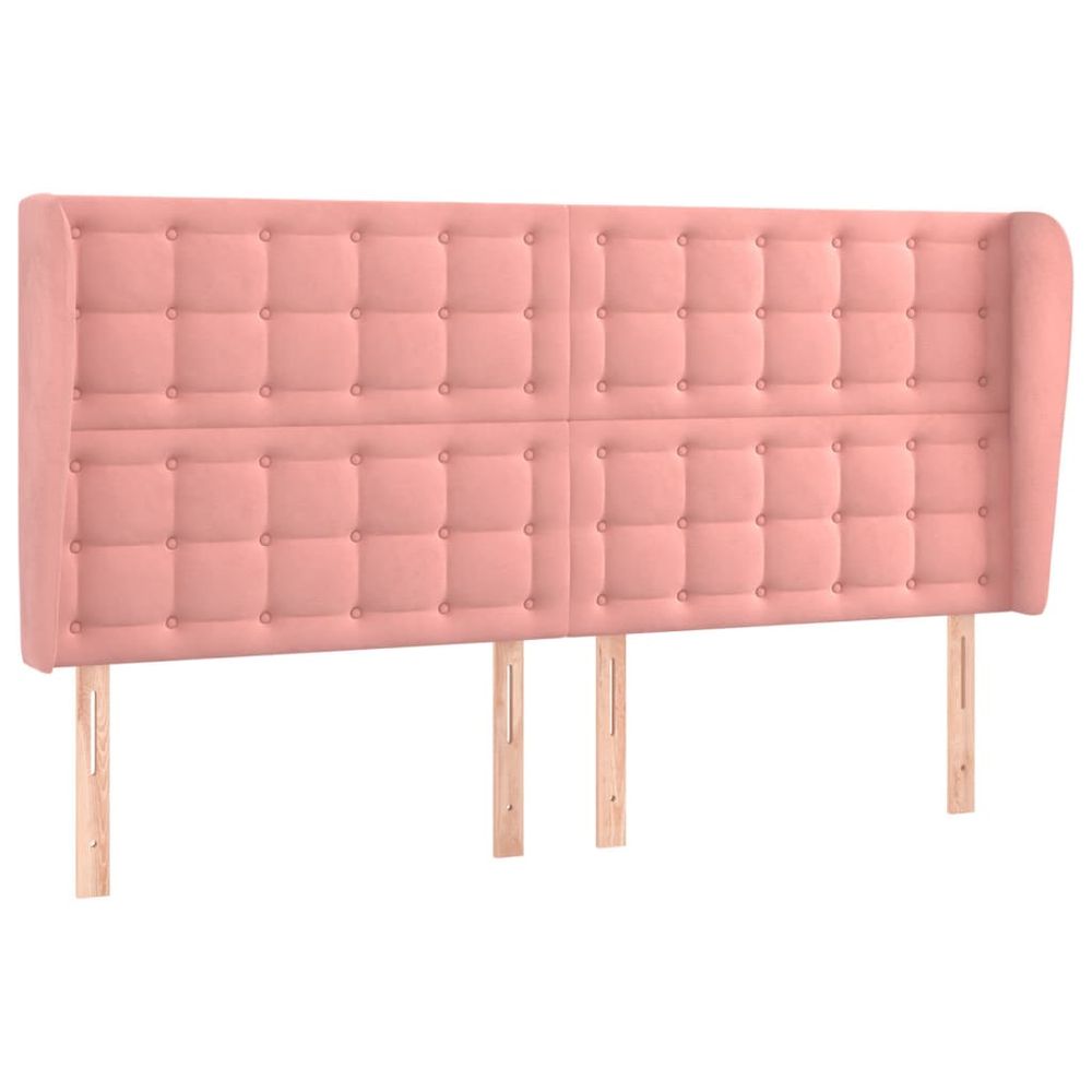 Vidaxl Čelo postele so záhybmi ružový 163x23x118/128 cm zamat